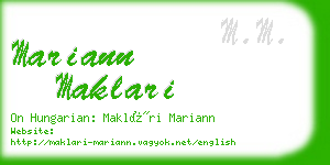 mariann maklari business card